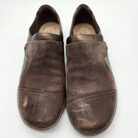 Clarks Leather Cora Poppy Slip On Shoe 8 Wide - Picture 3 of 8